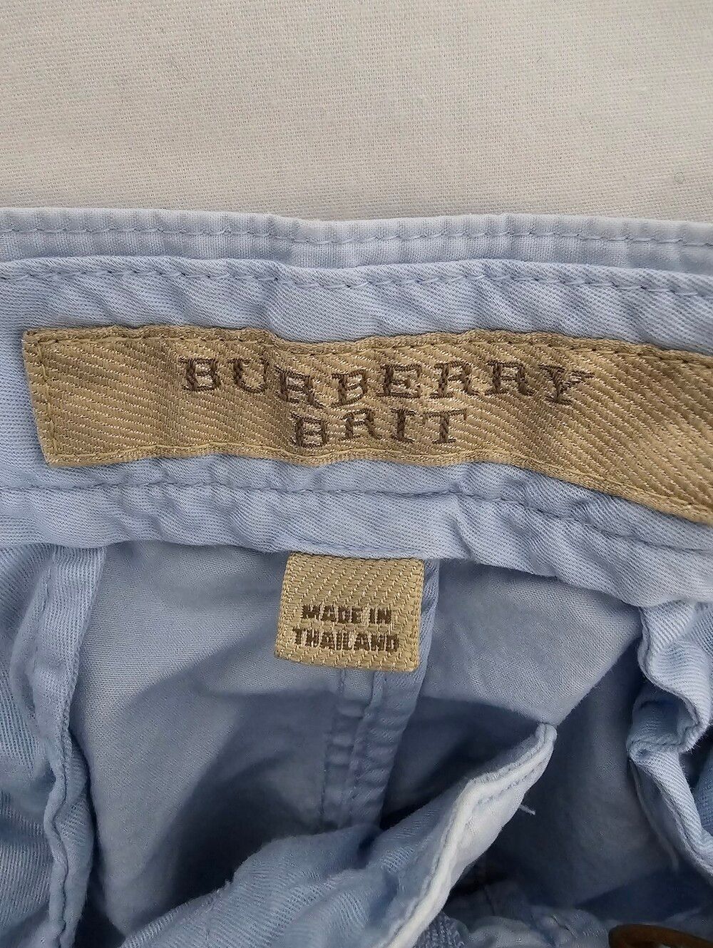 Burberry Brit Light Blue Cotton Chino Shorts Men's 40 Luxe Designer Casual Prepp - Picture 10 of 13